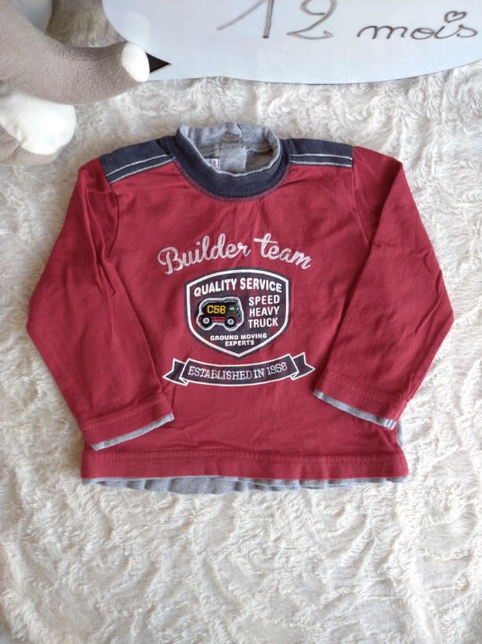 Tee shirt chemise manches longues Garçon 12 mois Builder team My Chicco 100% coton - photo numéro 2