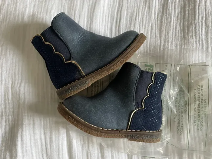Bottines cuir fille 22 La Redoute bleues