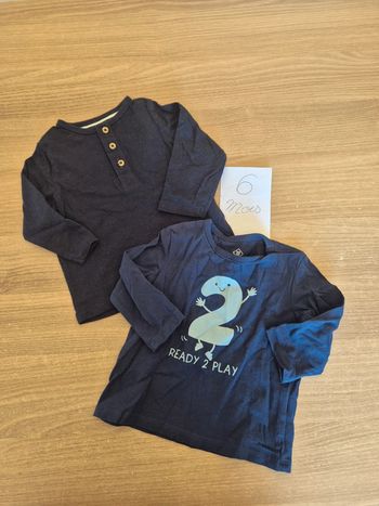 2 tee shirt manches longues bébé garçon taille 6 mois