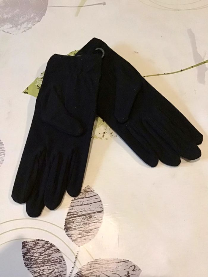 Paire de gants femme noir deco petite boule noir taille unique - photo numéro 3