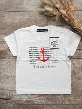 Teeshirt Weekend à la mer 6/12mois neuf avec étiquette