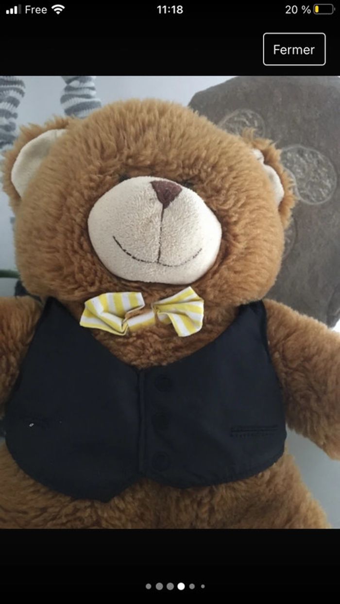 Petit ours noeud papillon environ 30 cm - photo numéro 4