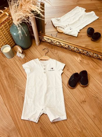 Taille 6 mois salopette d’été barboteuse garçon TAO blanche et grise * maman * 💙