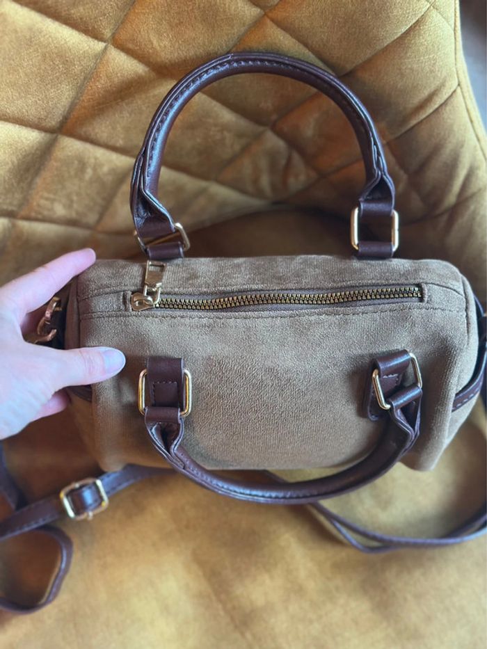 Petit sac à main / bandoulière marron façon daim – Similicuir neuf - photo numéro 4
