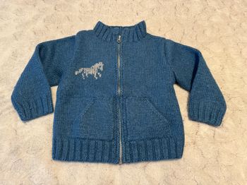 Gilet en laine bleu fait main - 3 ans