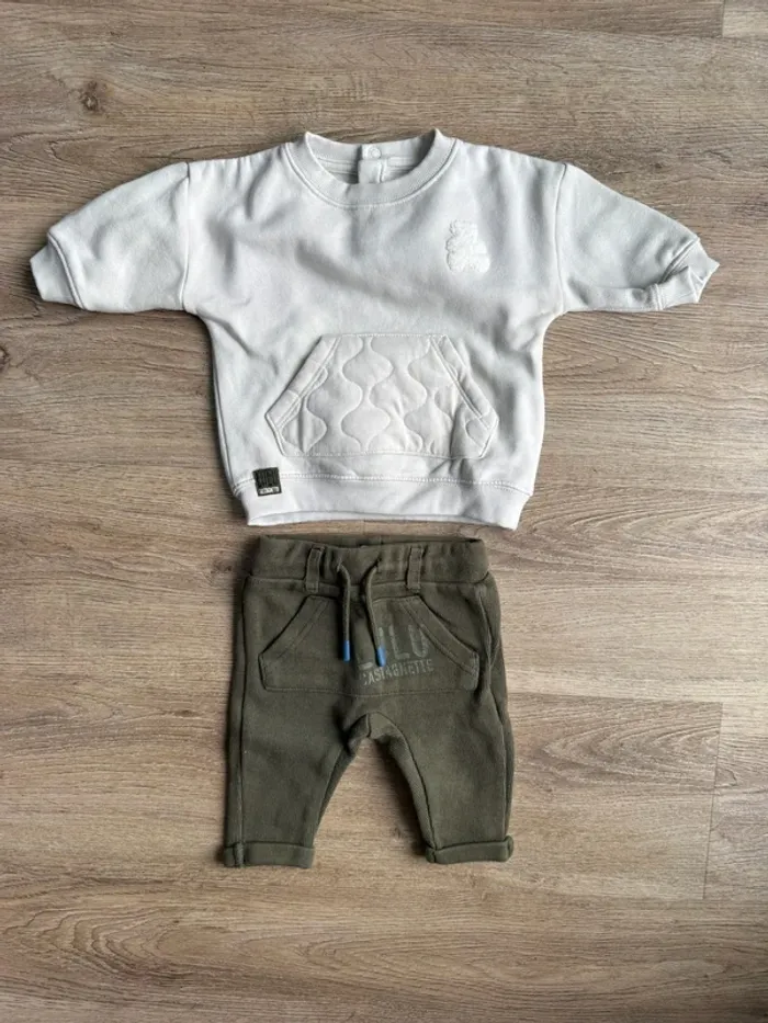 Pantalon et pull Lulu Castagnette 3 mois très bon etat ensemble réduction lot bébé garçon