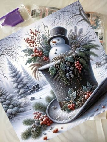 Diamond painting chapeau et bonhomme de neige #N115