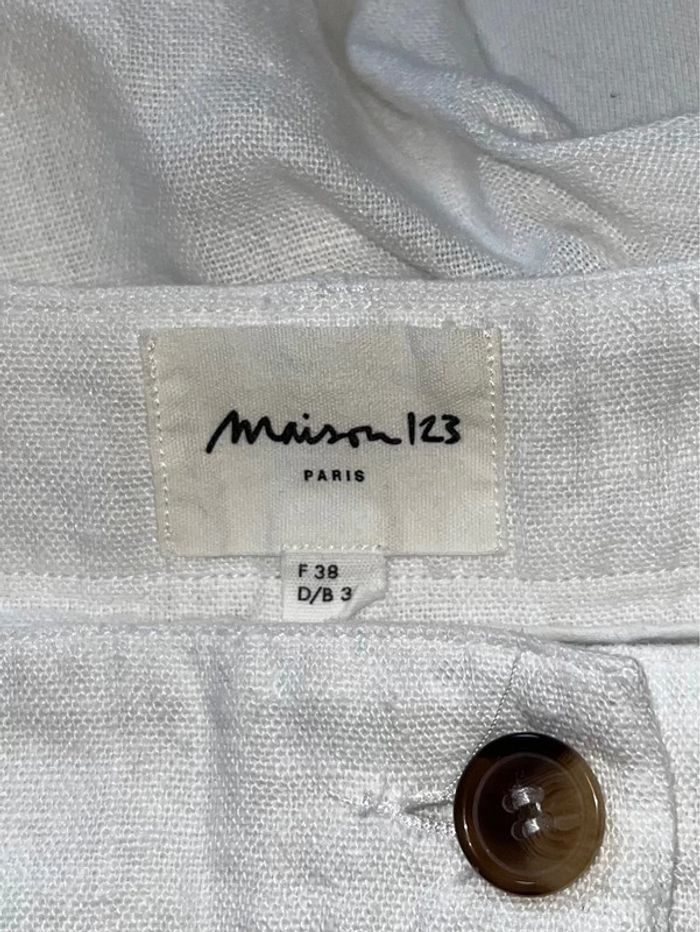 Pantalon en lin blanc, taille M - photo numéro 5