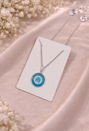 Collier pendentif Olympique de Marseille élégant argenté