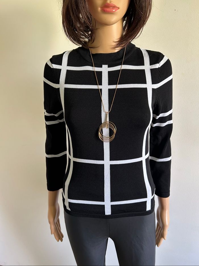 Pull noir et blanc avec manches 3/4 Morgan taille XS jamais porté