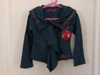 Veste asymétrique turquoise Desigual 4 ans