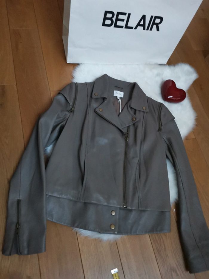 Magnifique veste en cuir Taupe Gris | Bel Air neuf avec étiquette 😍 - photo numéro 5