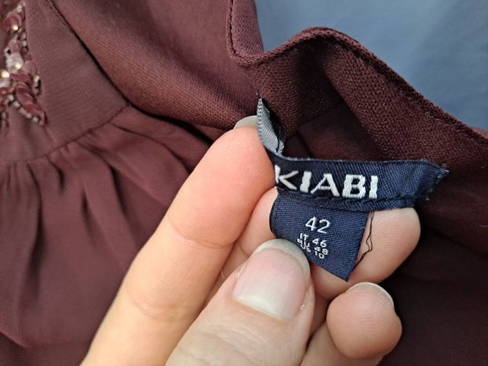 magnifique robe voile perles aux épaules couleur aubergine kiabi taille 42 - photo numéro 3