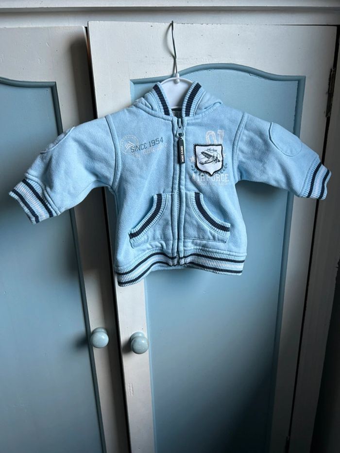 Gilet zippé bleu molletonné , mini gang 3 mois - photo numéro 2
