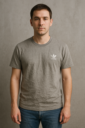 T-shirt Adidas Originals gris logo brodé Trefoil · taille L