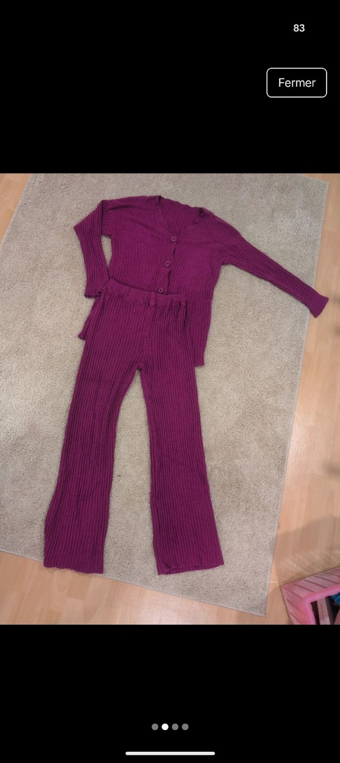 Ensemble en maille  fushia