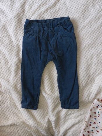 Pantalon velours doublé coloris  pétrole