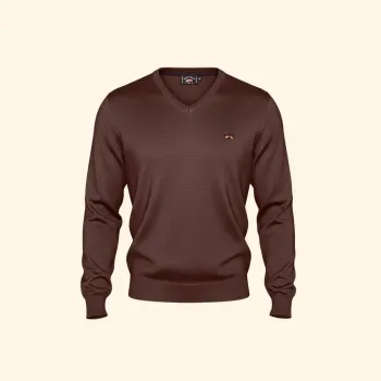 Pull Spagnolo col V marron homme Taille XXL Neuf