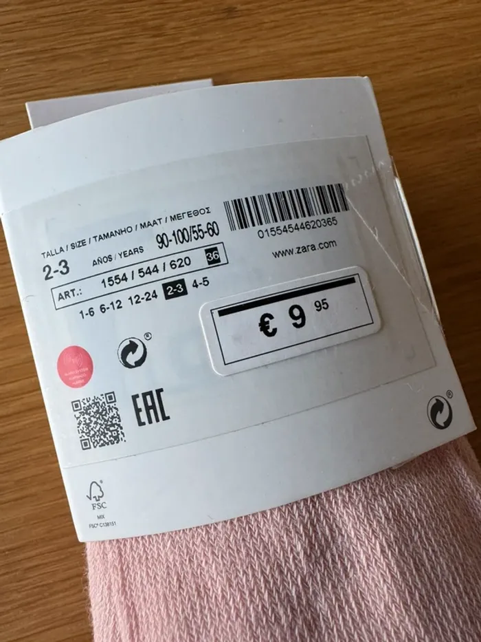 2 paires de collants rose/rose pâle NEUF - Taille 3 Ans - photo numéro 5