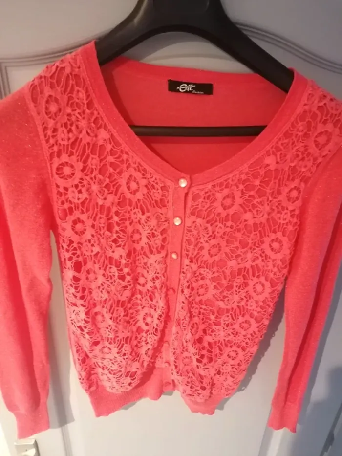 Gilet corail paillettes femme brillant taille M/L - photo numéro 3