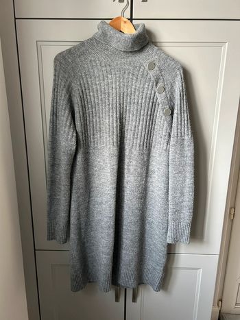 Robe pull col roulé gris