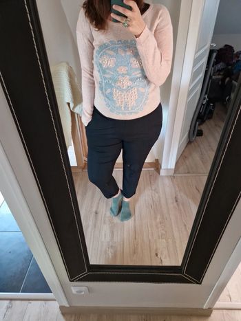 Superbe pull rose et argenté peacedove laine perles