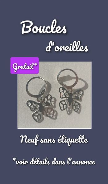 Boucles d'oreilles forme papillons argenté