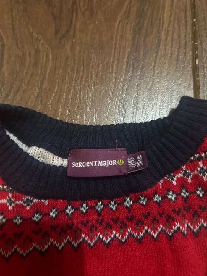 Pull rouge motif dinosaure de Noël sergent major 3 ans - photo numéro 5