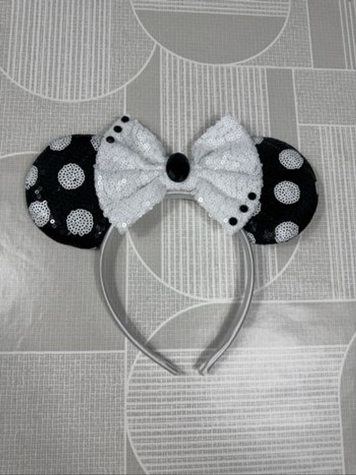 🎀 Serre-tête Disney noir & blanc à paillettes