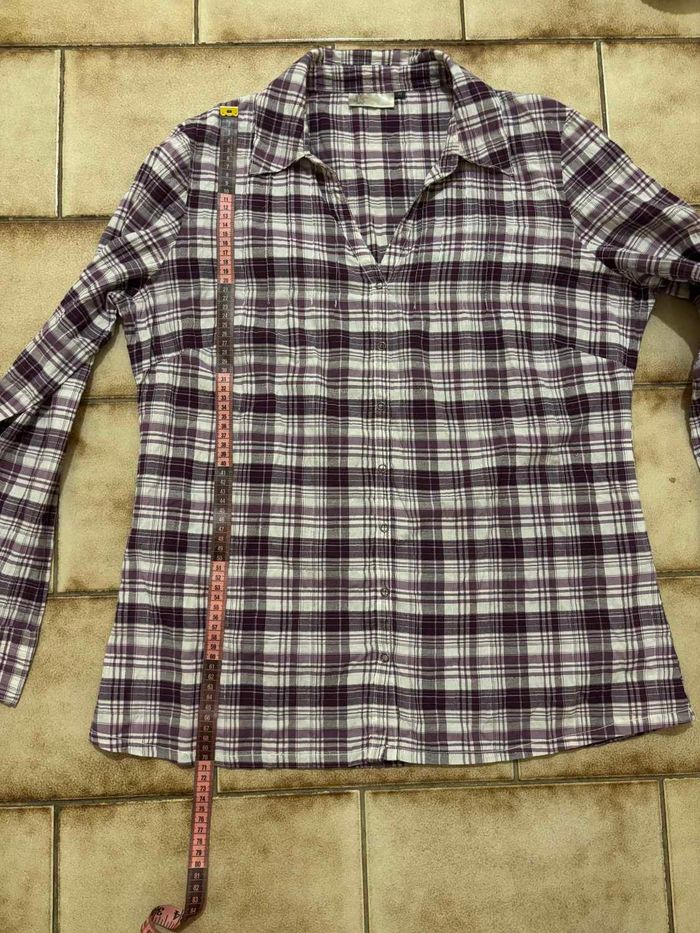 Chemisier à carreaux blanc et violet Taille 4XL / 48 - photo numéro 5