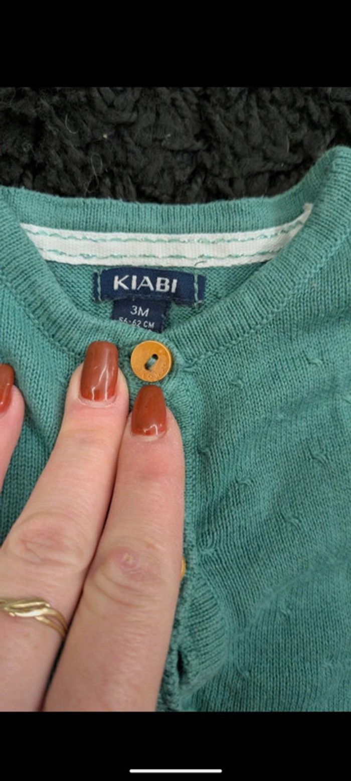 Lot deux gilet Kiabi 3 mois vert bleu - photo numéro 2