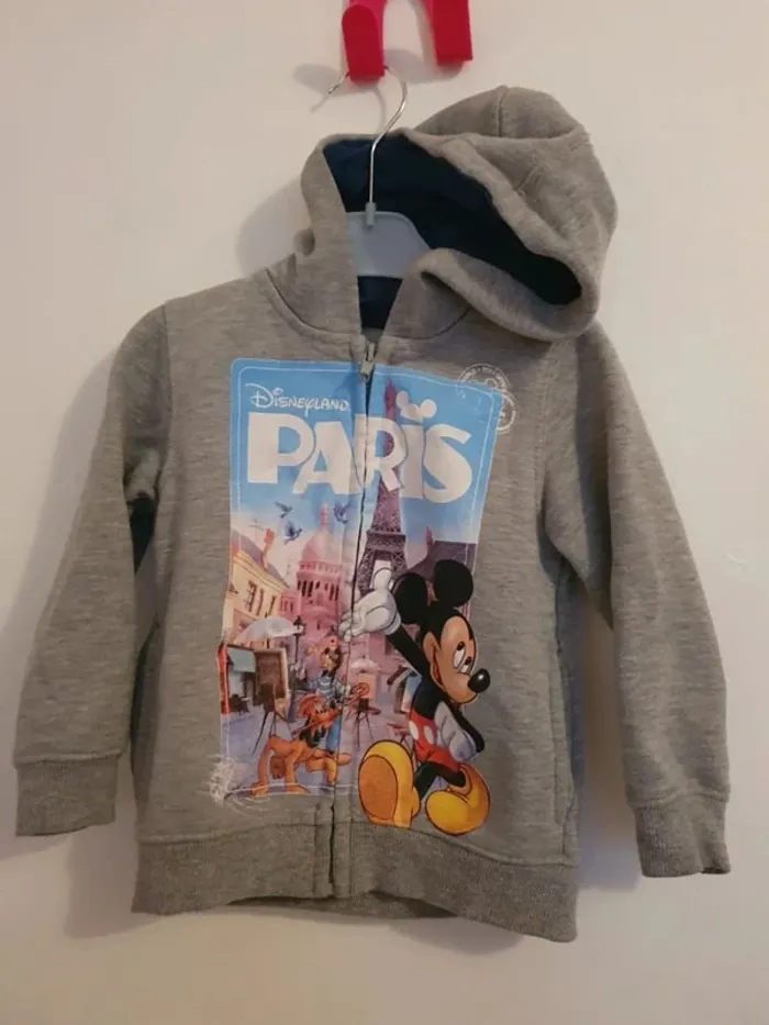 Veste sweat capuche fermeture eclair mickey disney taille 4 ans