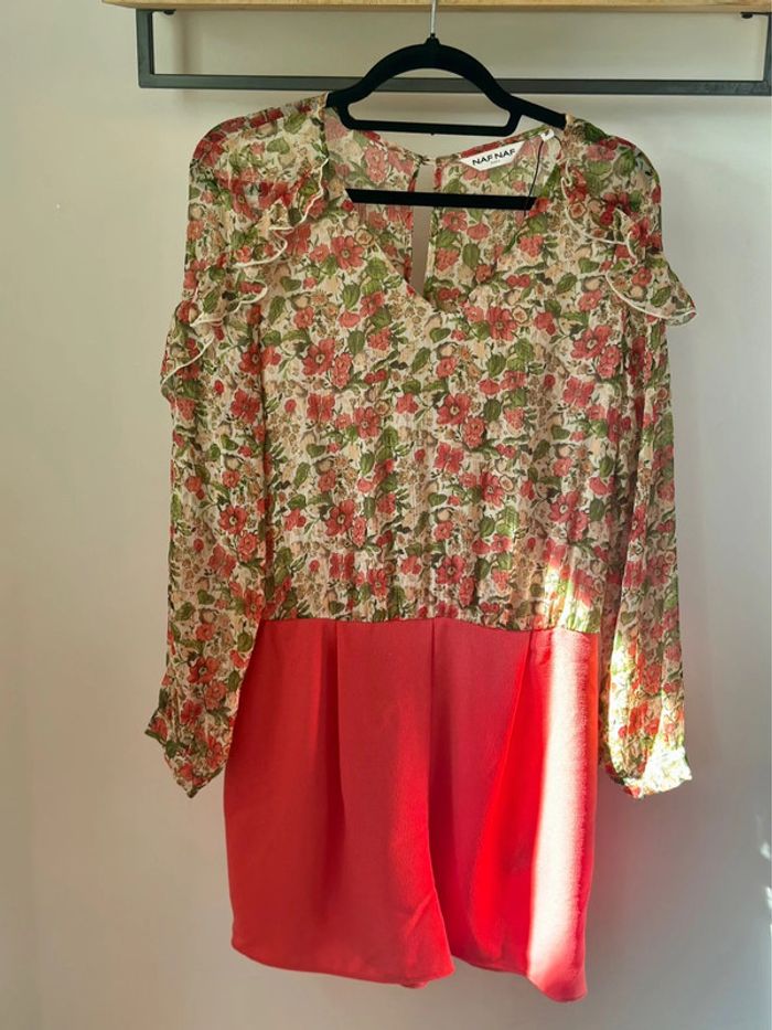 Combishort fleuri corail Nafnaf taille 38 - photo numéro 2