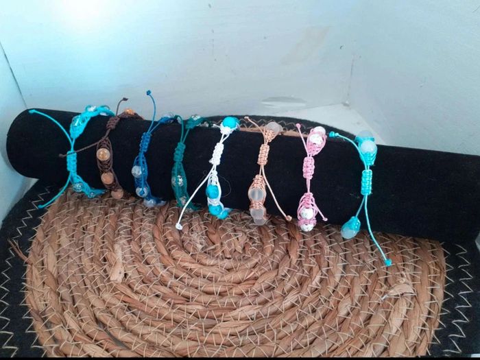 Bracelet macramé  grosses  perles  entremêlées  n°16 - photo numéro 2