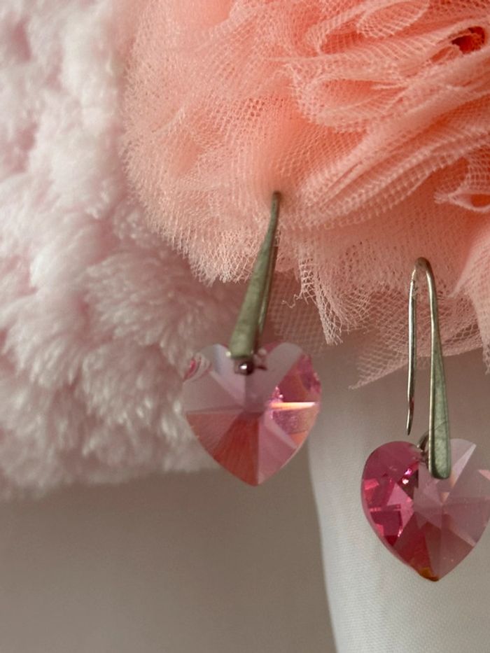 Boucles d’oreilles cœur Swarovski - photo numéro 3