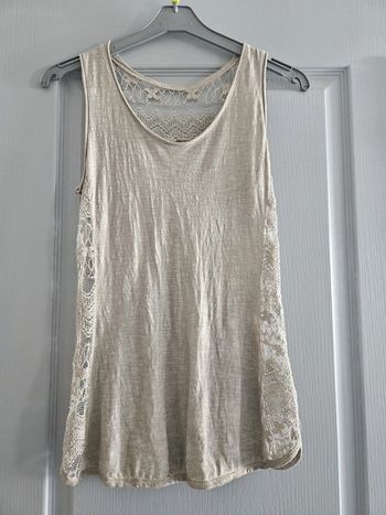 Débardeur léger en dentelle femme - Taille 36 / S - Beige gris