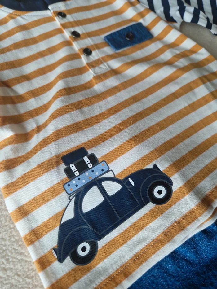 Ensemble neuf 12 mois jean et haut à rayures et motif - photo numéro 7