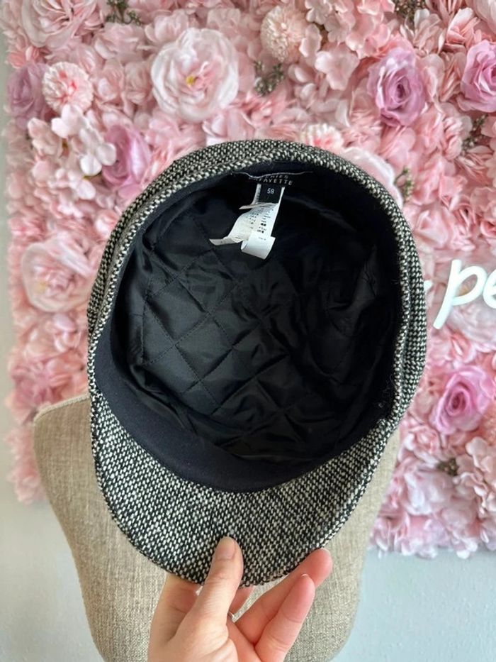 Casquette gavoche en laine noir et blanc taille 54 - Galeries Lafayette - photo numéro 6