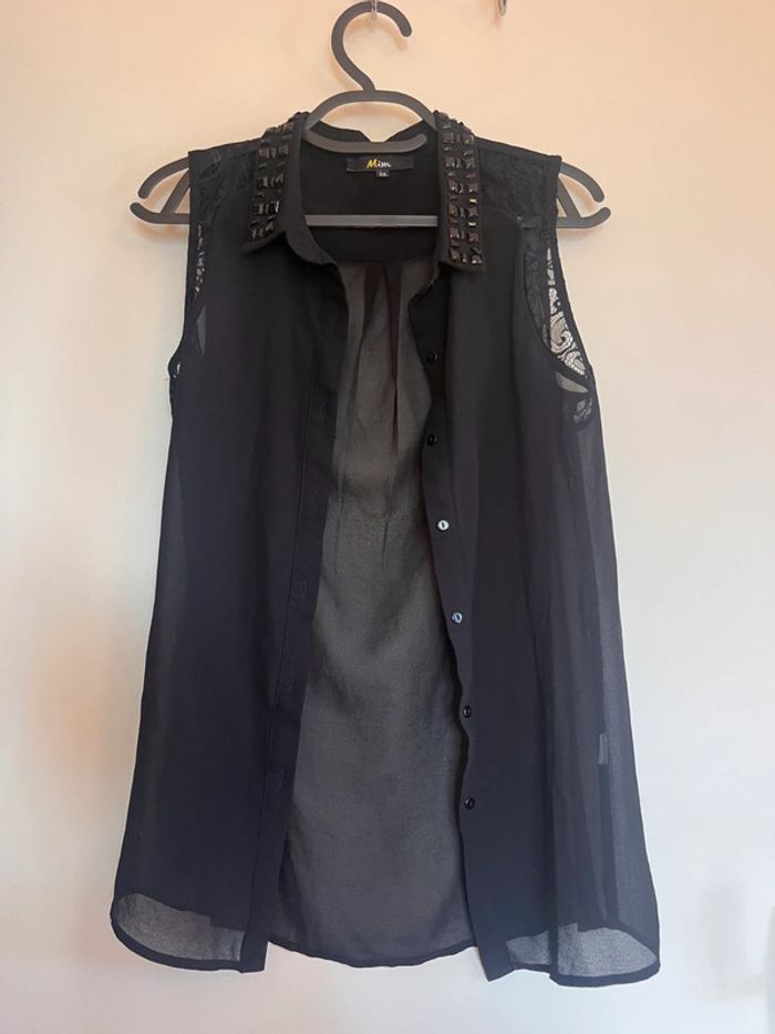 Chemise noir transparente mim taille 34 perles