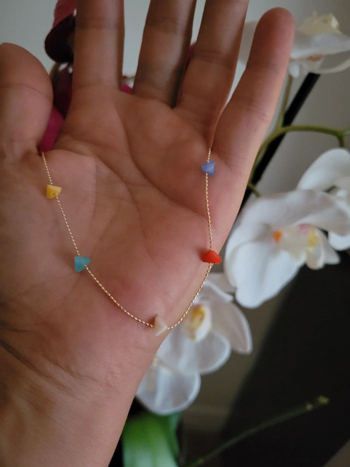 Collier ras de cou plaqué or et zirconiums - photo numéro 4