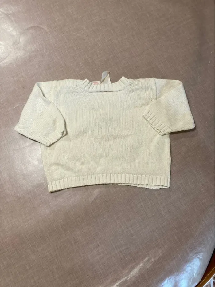 Pull bébé vintage GAP ours tricoté – écru, manches longues – 3/6 mois - photo numéro 6