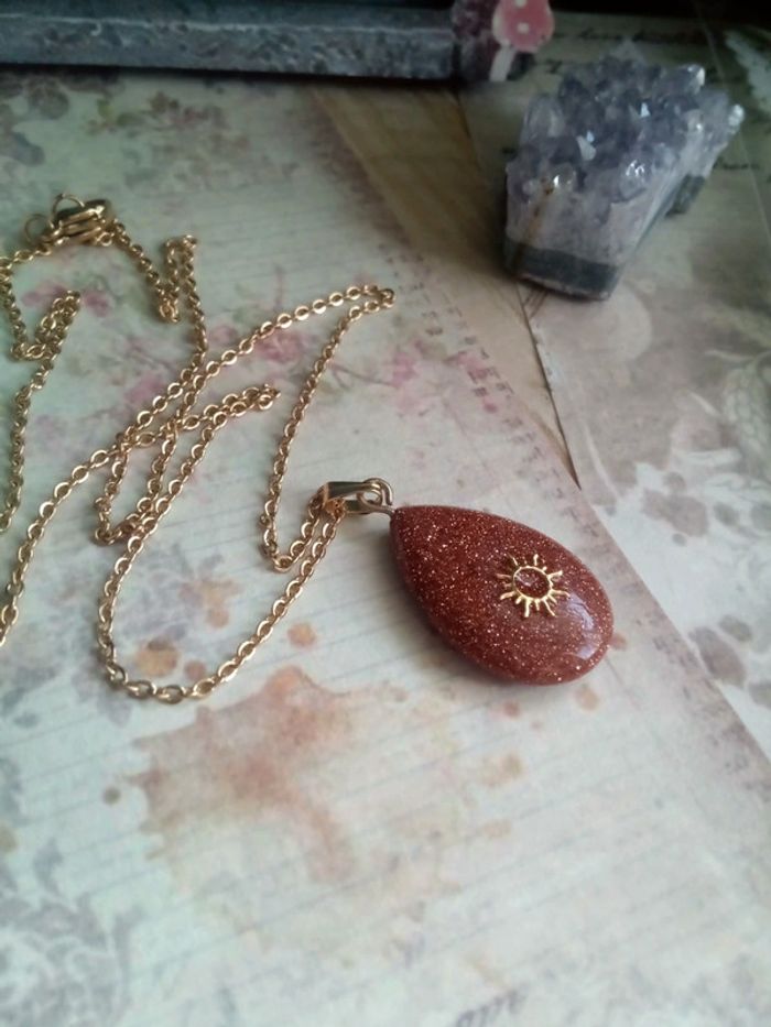 Collier réversible pierre de soleil - photo numéro 4