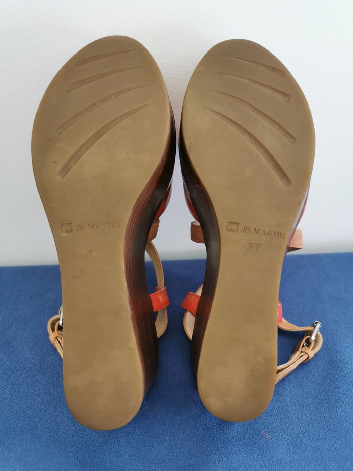 Sandale tout cuir corail et camel -37 - JB Martin - photo numéro 6