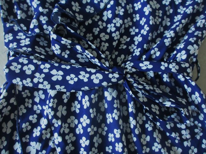 Robe été manches courtes bleue et blanche femme - Taille S - photo numéro 4