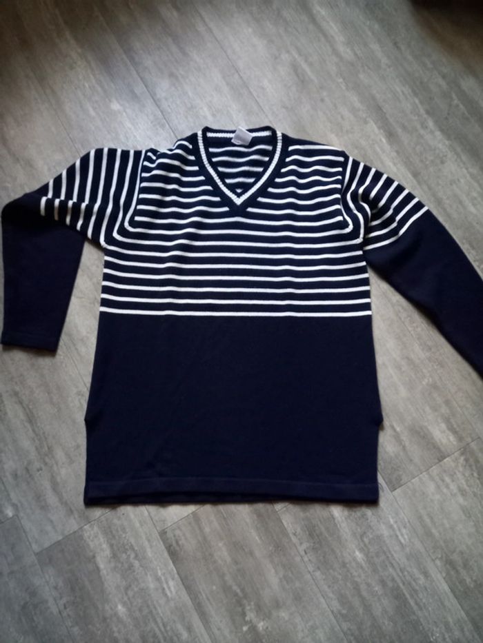 Pull marinière col V femme 42