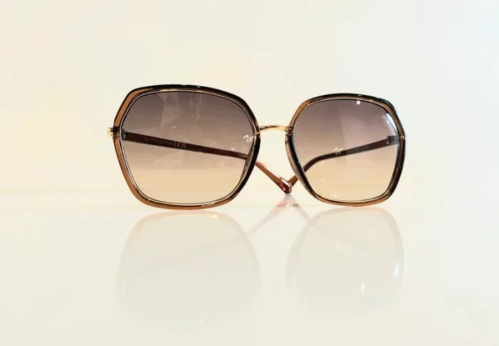 Lunette de soleil femme marron miel contour doré uvprotection catégorie 2 - photo numéro 7