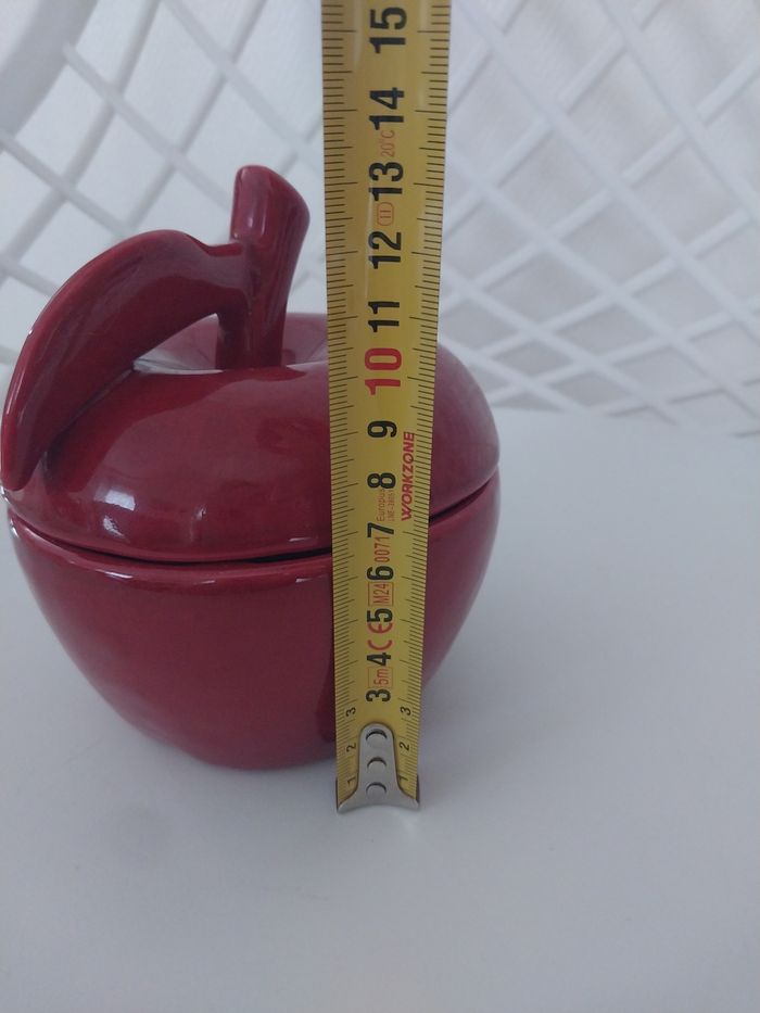Boîte pomme en céramique rouge – déco cuisine / sucrier - photo numéro 6