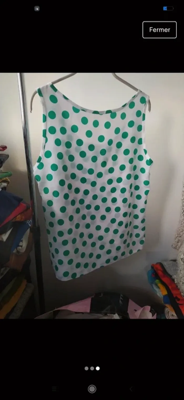 Blouse blanche à pois verts M - photo numéro 3