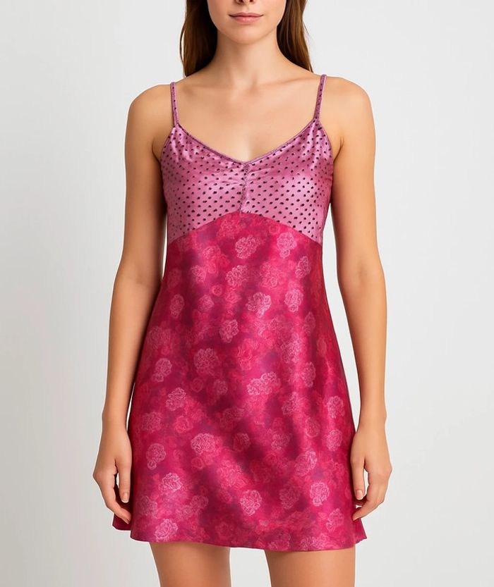Robe fluide rose à motifs fleurs et pois • pink dress floral print polka dots 38/40