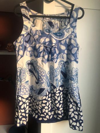 Tunique débardeur blouse femme motifs bleus